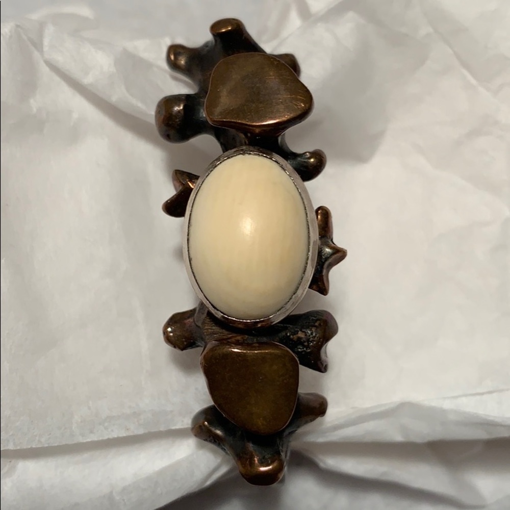 Handmade casted bracelet w/bone insert Unique!